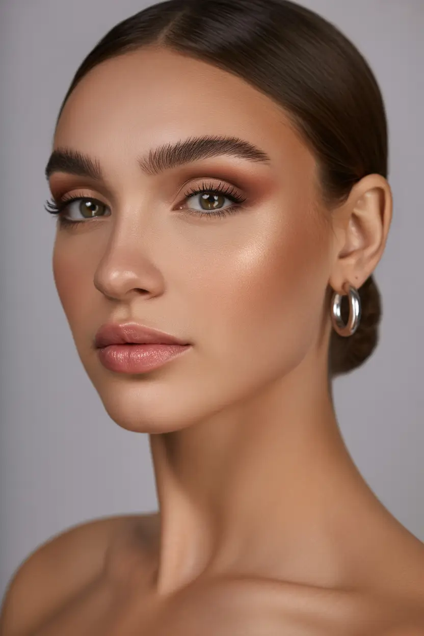 Wedding Sleek Center-Part Low Bun with Modern Shine