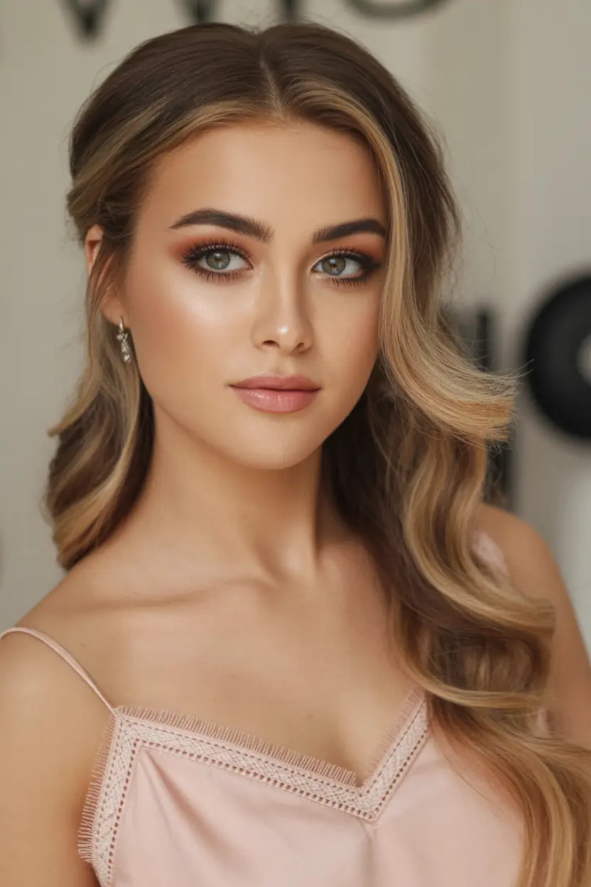 Wedding Soft Voluminous Waves with Delicate Half-Up Detail