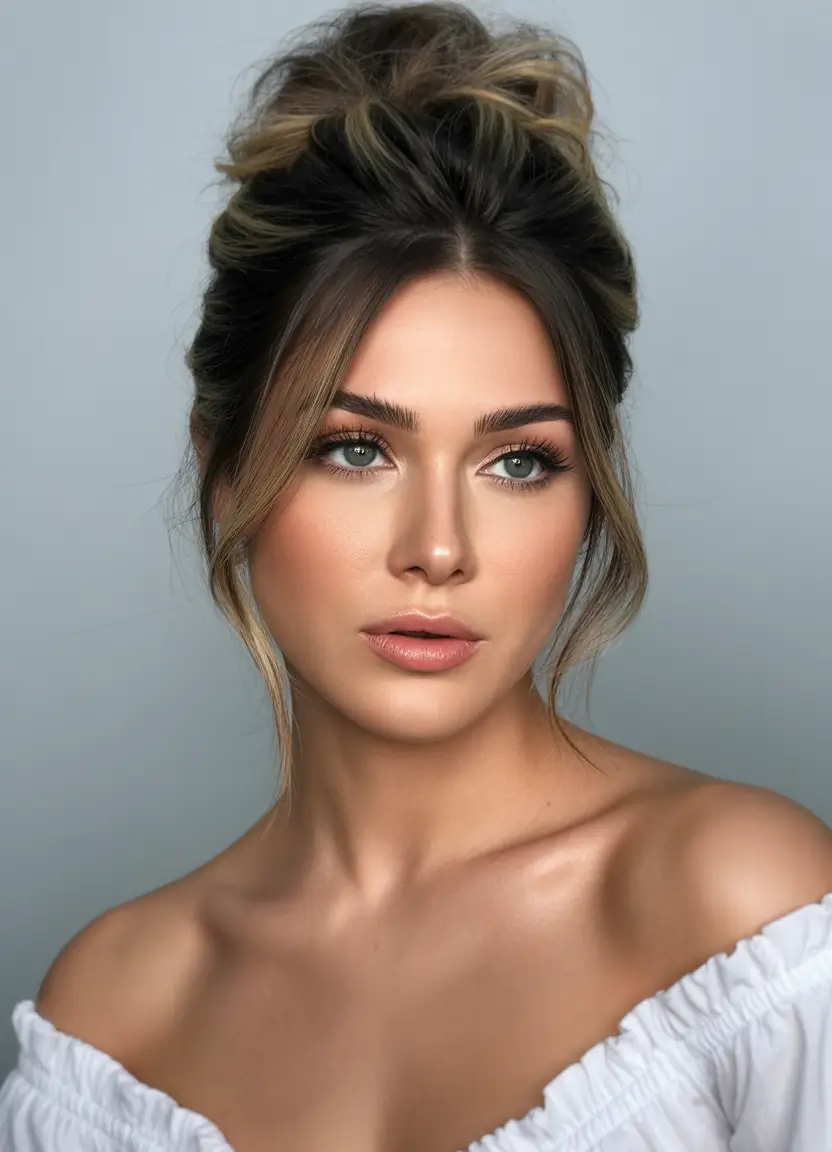 Wedding Textured High Updo with Soft Dimensional Strands