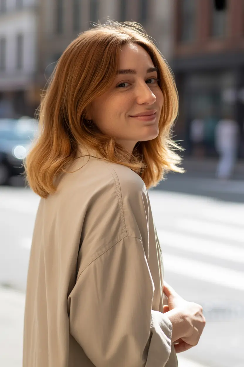 springhair Soft Ginger-Caramel Mid-Length Glow for an Easy Spring Mood