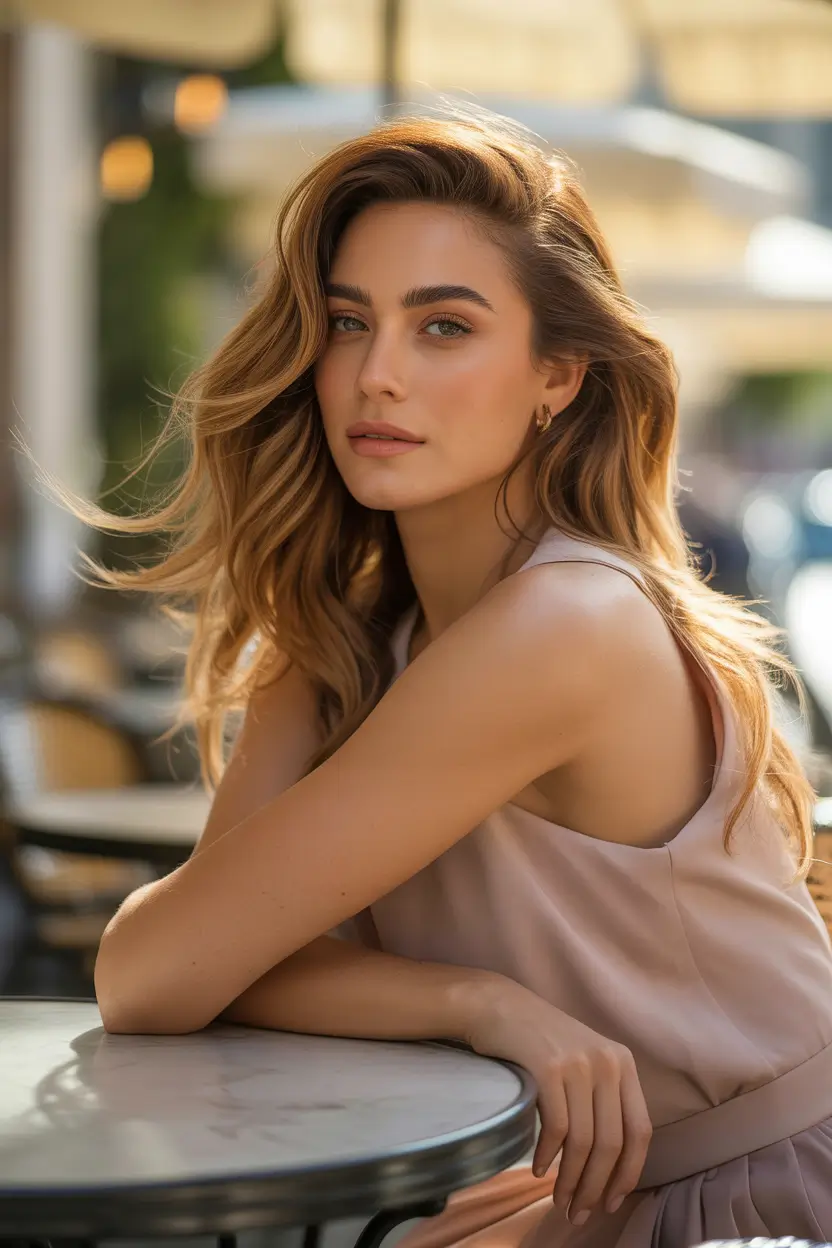 springhair Sunlit Caramel Waves with Café-Inspired Warmth