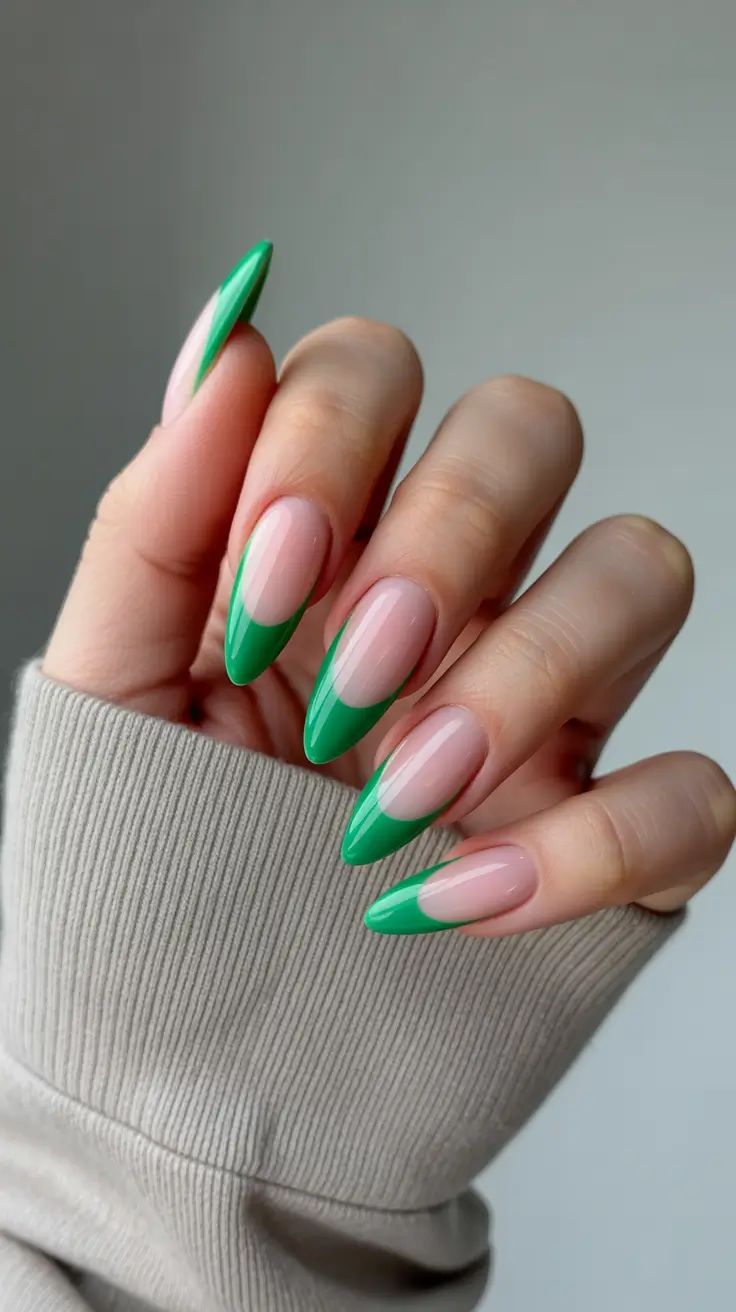 amazing spring nail art inspiration 2026 Fresh French Revival In Juicy Green Tips
