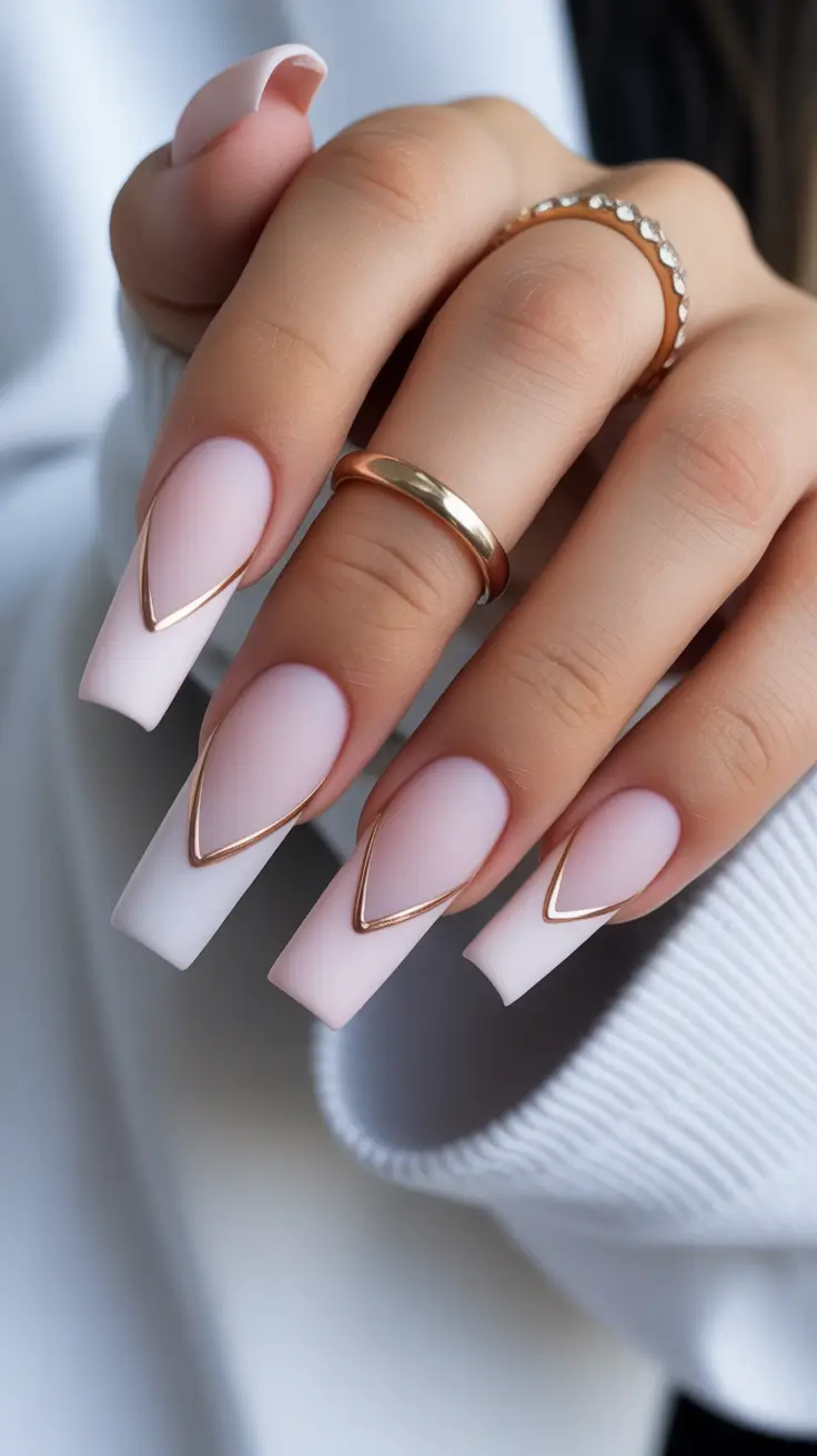 amazing spring nail art inspiration 2026 Elegant Minimal Nude Nails With Gold Contour Accents