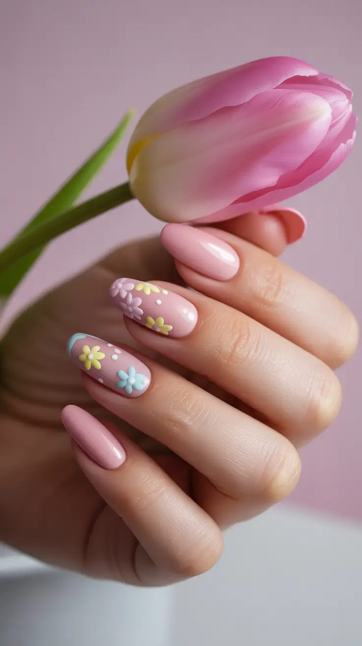 amazing spring nail art inspiration 2026 Pastel Daisy Daydream For Soft Romantic Moods