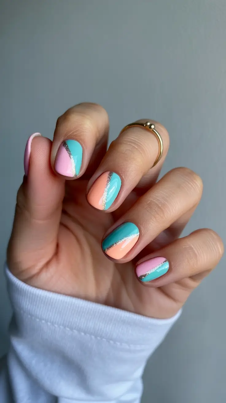 amazing spring nail art inspiration 2026 Geometric Pastel Minimalism With Modern Color Blocking