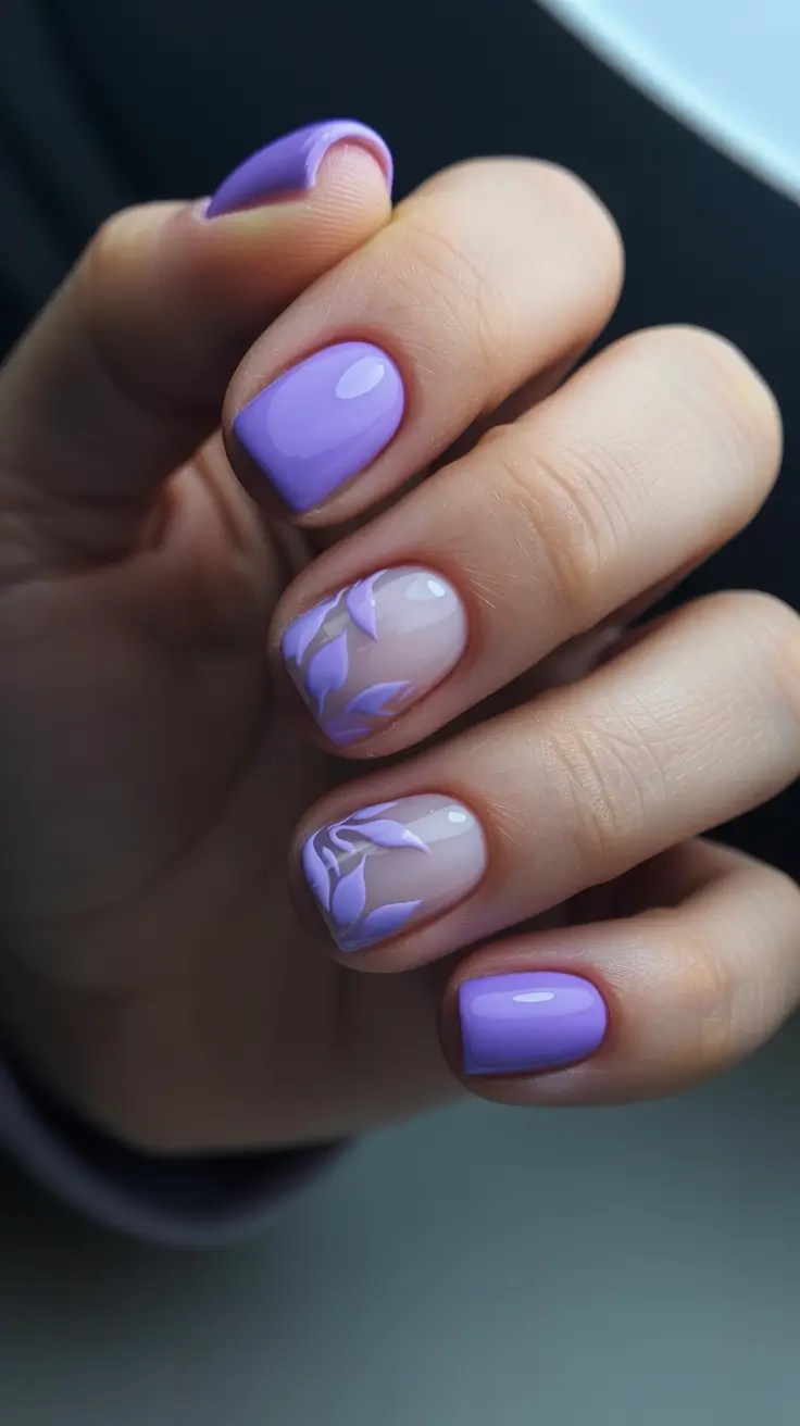 amazing spring nail art inspiration 2026 Soft Lavender Minimalism With Botanical Whispers