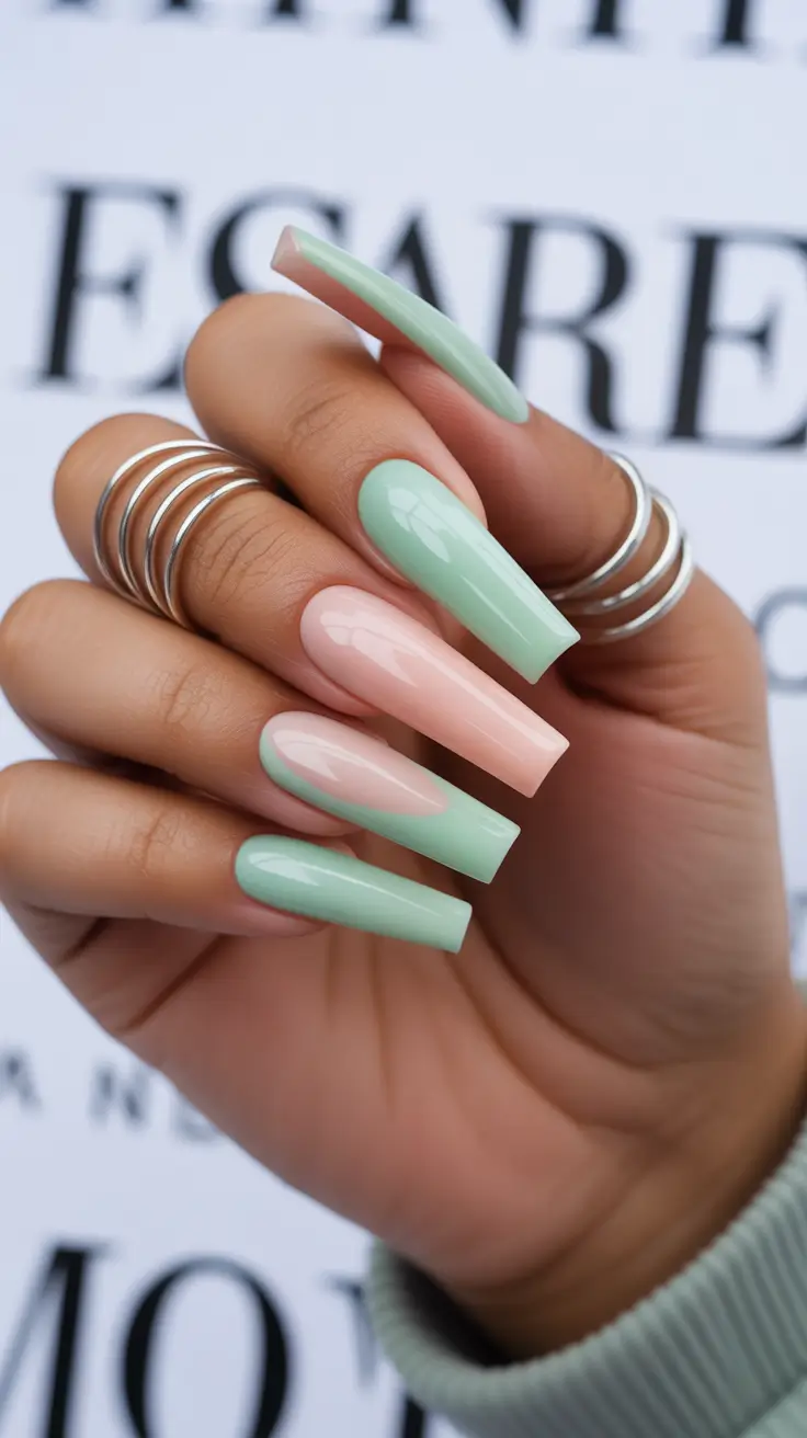 best classy spring nails 2026 Mint Pastel Balance in Modern Square