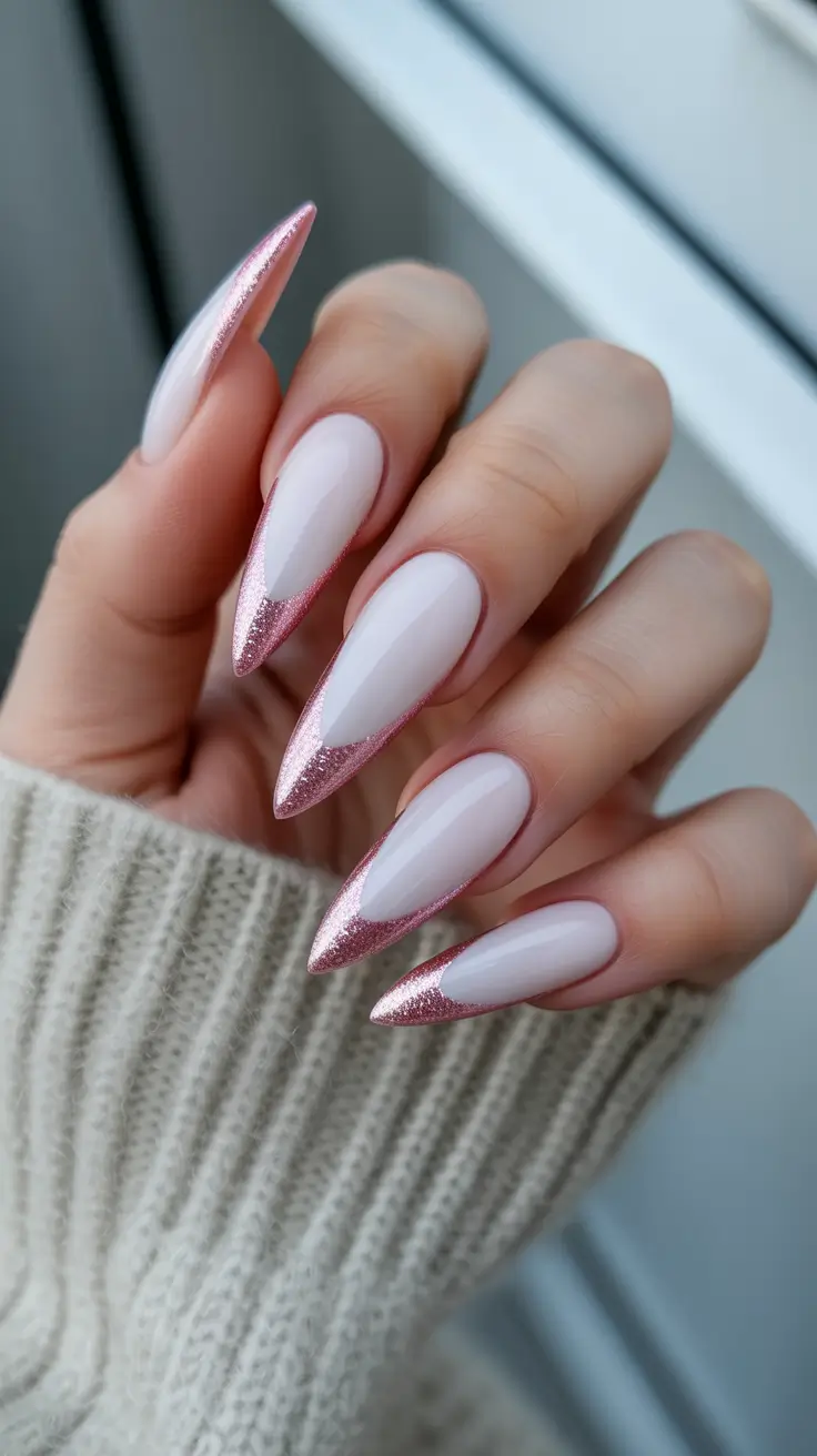 best classy spring nails 2026 Rose Chrome French on Sculpted Almond