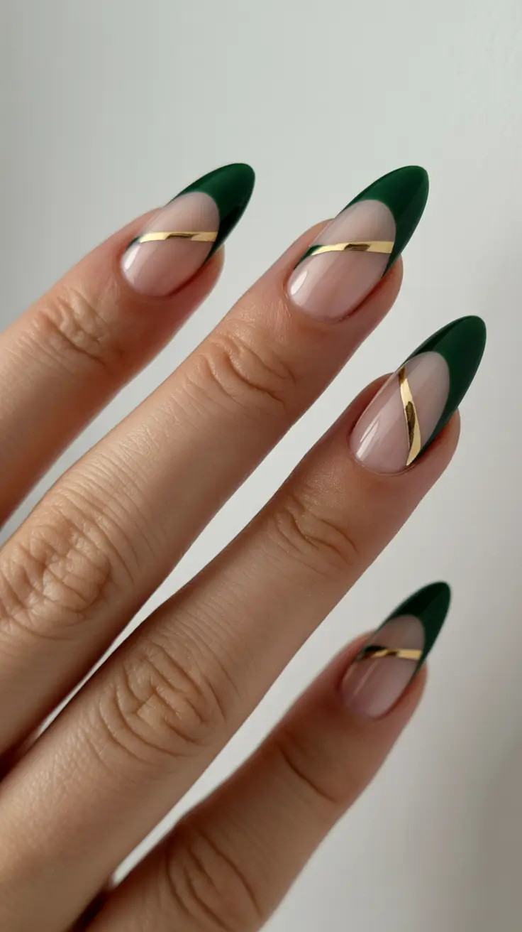 spring nail design emerald green french manicure