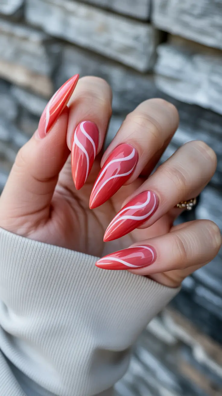 spring nail design coral flame manicure