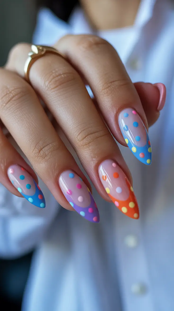 spring nail design playful polka dot manicure