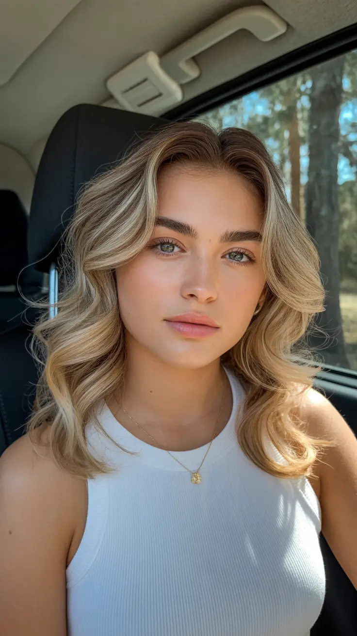 best summer hair color for blondes 2026 Golden Road Trip Waves with Sunlit Dimension