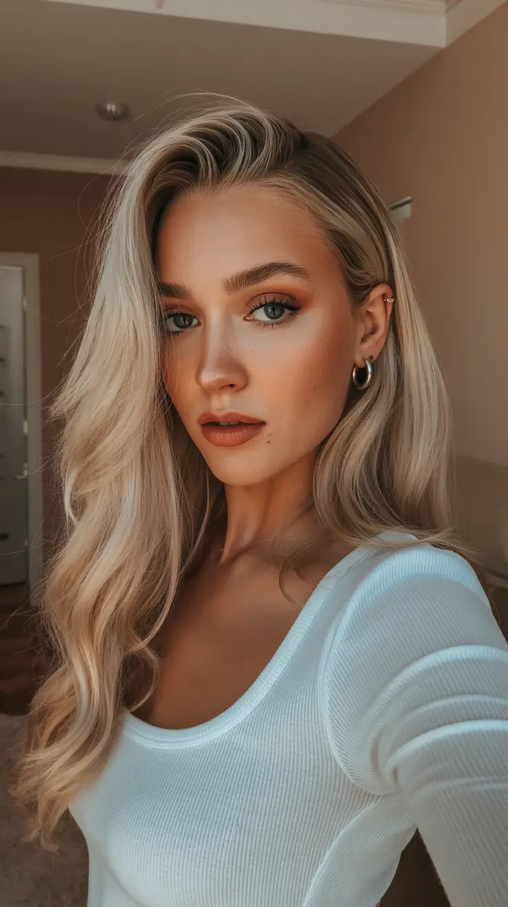 best summer hair color for blondes 2026 Polished Glam Blonde with Sculpted Waves