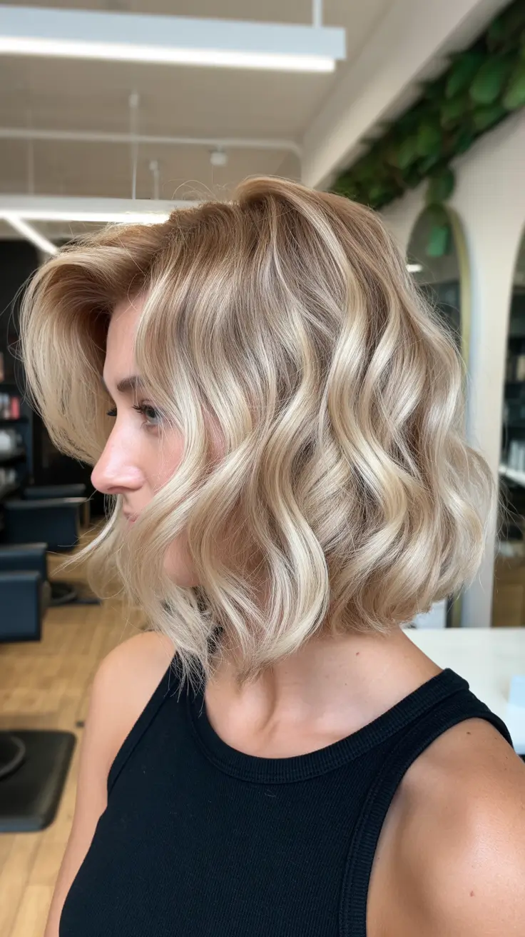 best summer hair color for blondes 2026 Soft Cream Balayage Bob with Salon Polish
