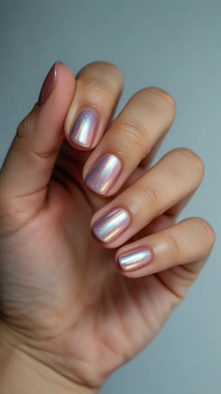 cute chrome spring nails 2026 Short Pastel Chrome Minimalism