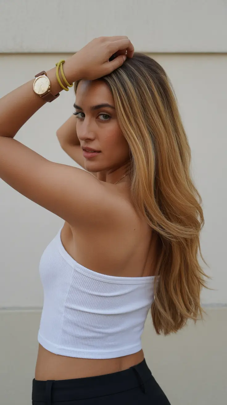 spring hair color for tan skin Golden Honey Blonde Glow