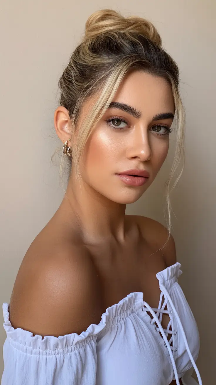 spring hair color for tan skin Champagne Blonde Updo