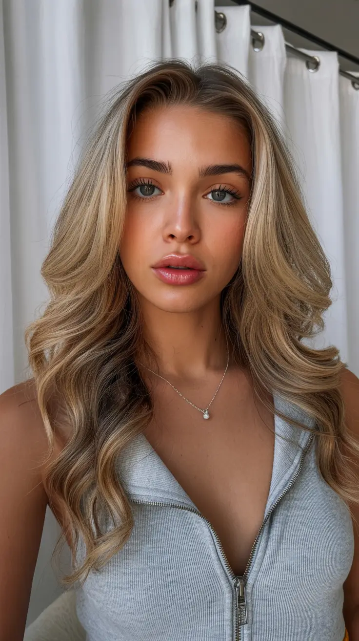 spring hair color for tan skin Champagne Beige Blonde