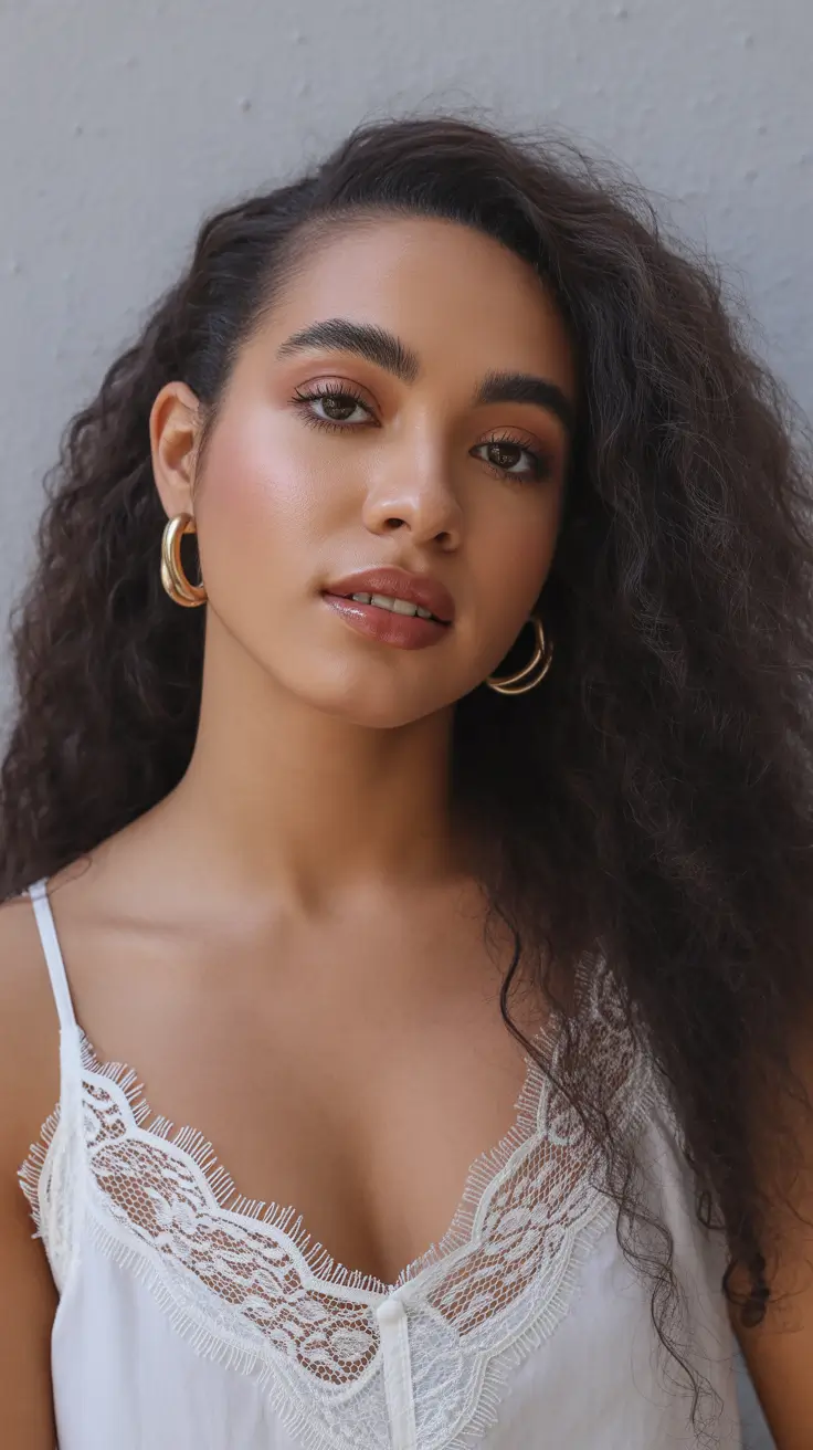 dreamy spring hair color warm skin tone 2026 Deep Natural Brunette Waves for Golden Warm Skin