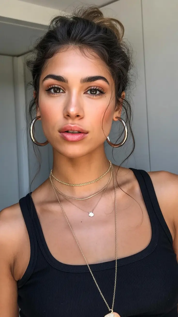 dreamy spring hair color warm skin tone 2026 Soft Dark Brunette Updo for Warm Neutral Undertones