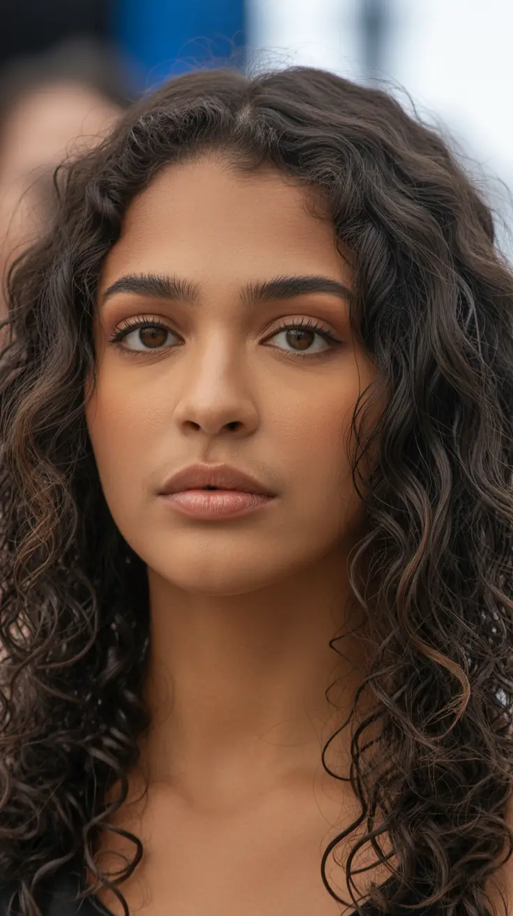 dreamy spring hair color warm skin tone 2026 Rich Chocolate Curls with Natural Warm Depth