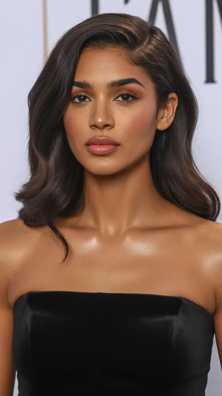 spring hair color 2026 brown skin Glossy Chocolate Hollywood Waves