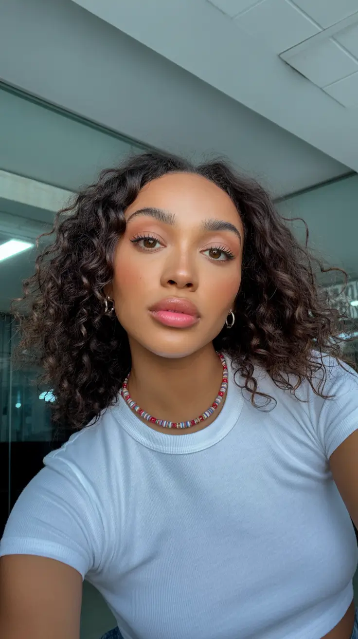 spring hair color ideas for brown skin Soft Brunette Curls with Natural Dimension