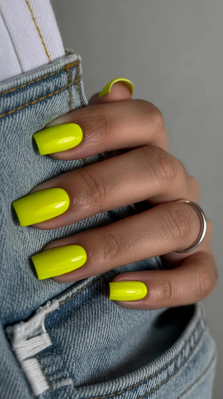 bright spring nails 2026 Electric Lime Energy for Bold Spring Square Nails