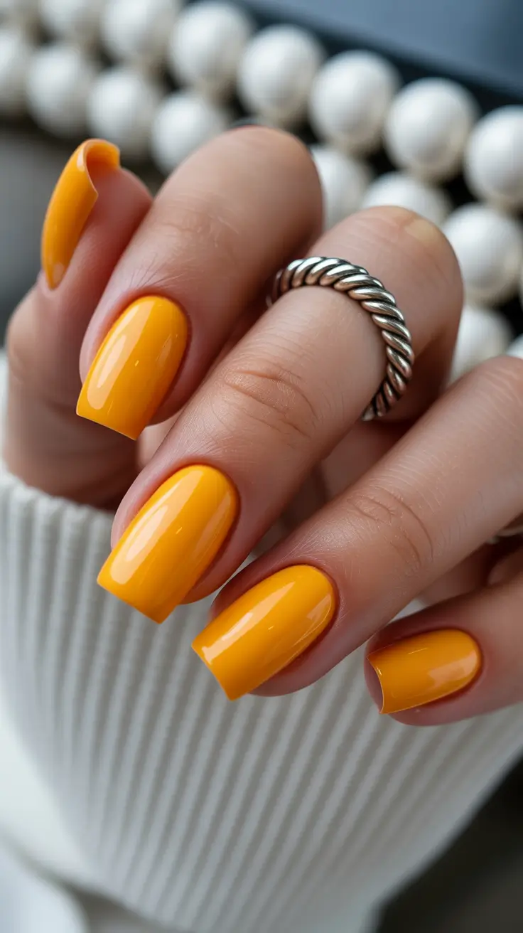 bright spring nails 2026 Glossy Mango Orange Nails for Bold Spring Simplicity