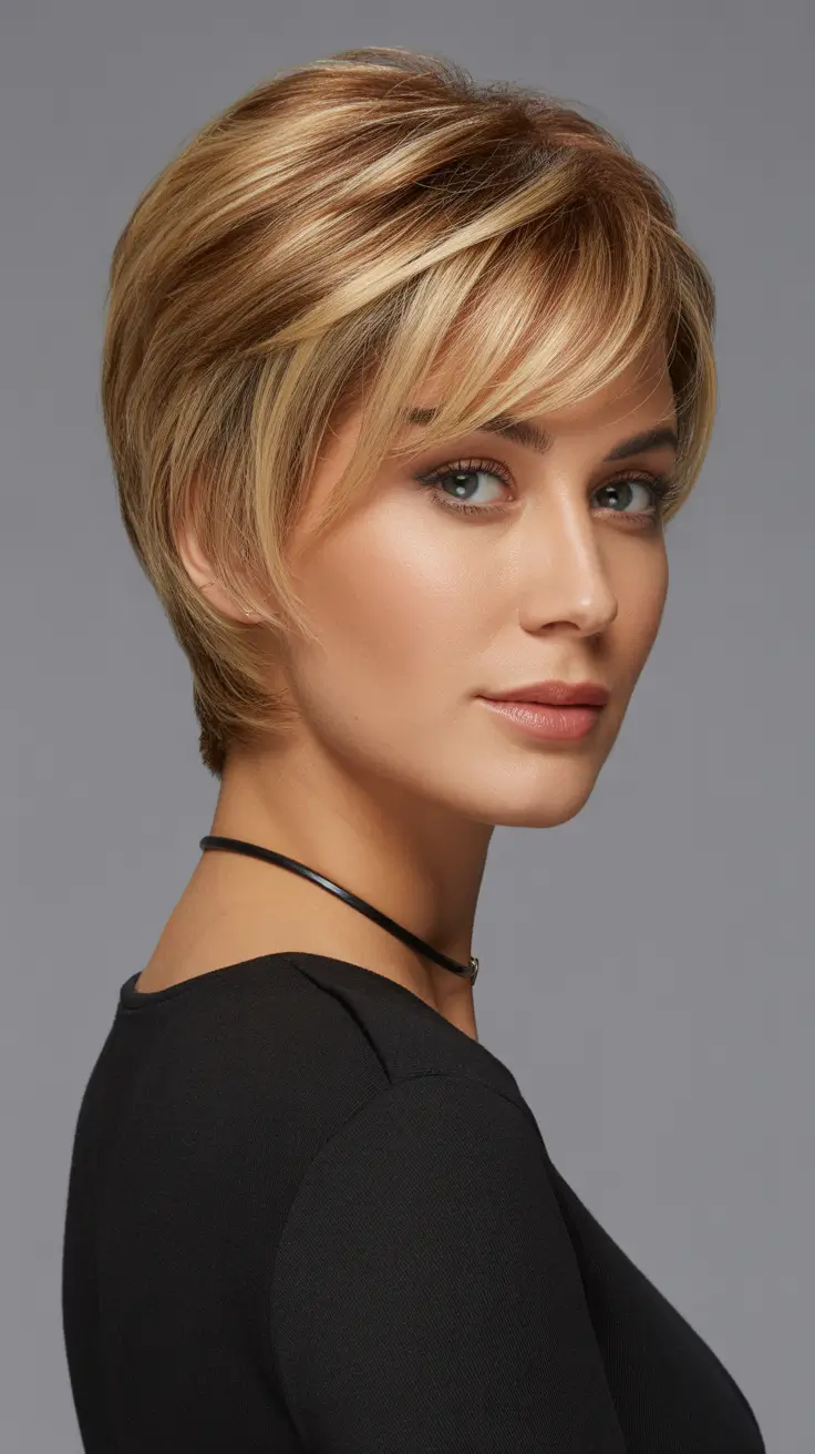 gorgeous spring hair color light skin 2026 Golden Caramel Layered Pixie for Soft Spring Warmth