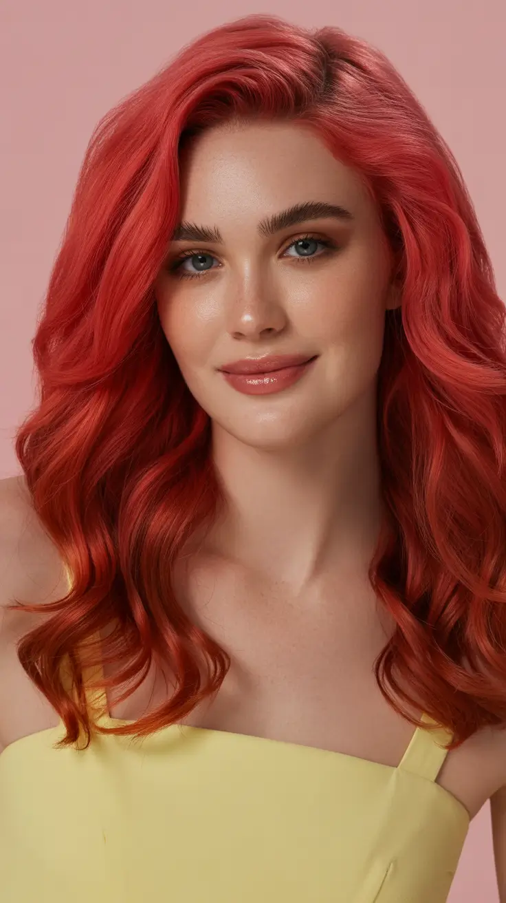gorgeous spring hair color light skin 2026 Radiant Deep Red Waves for a Bold Spring Statement