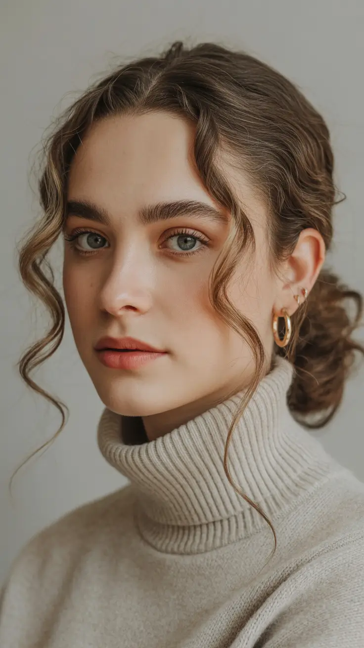 gorgeous spring hair color light skin 2026 Warm Brunette with Soft Curly Face Framing Strands