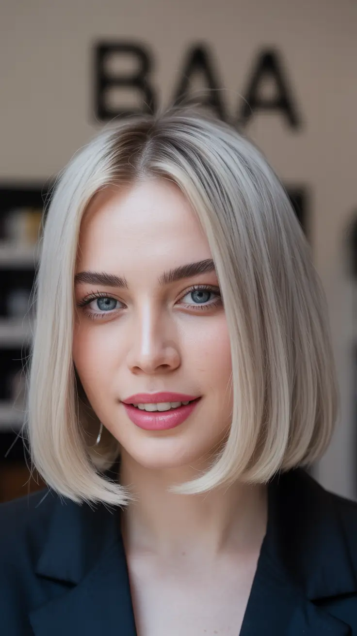 gorgeous spring hair color light skin 2026 Modern Creamy Blonde Bob with Polished Edges
