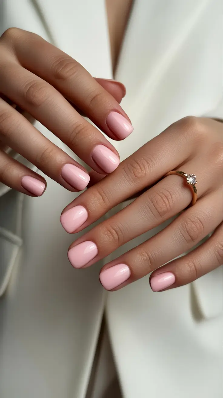 May Nails Ideas 2026 Soft Baby Pink Gloss for Clean Everyday Elegance