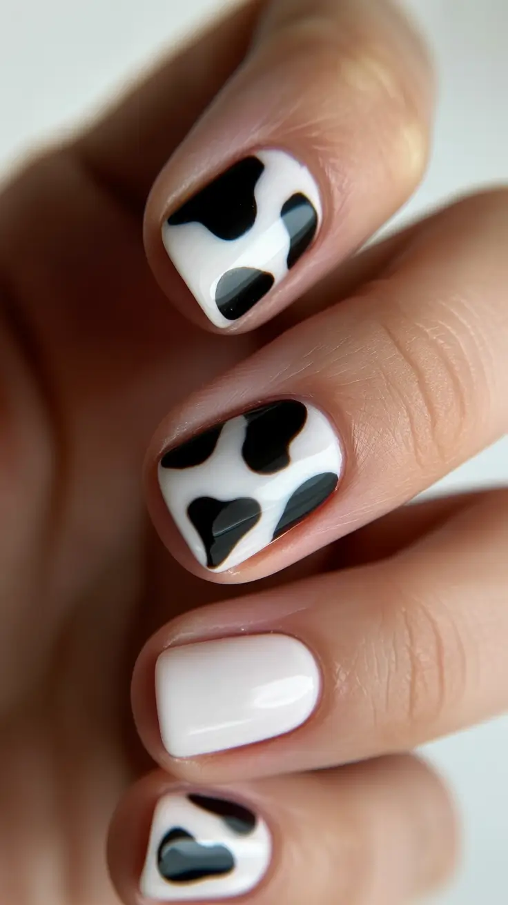 May Nails Ideas 2026 Graphic Black and White Accent for Minimal Trend Lovers