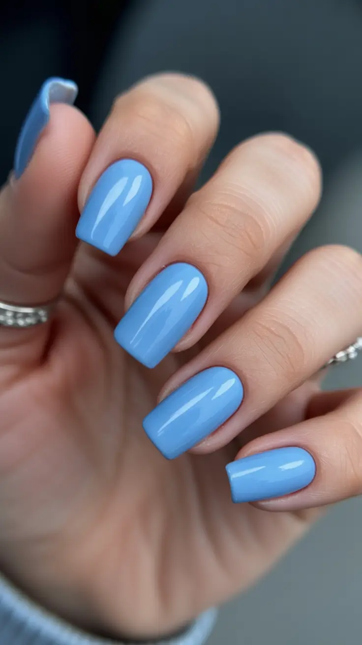 May Nails Ideas 2026 Sky Blue Gloss for Calm Everyday Spring Style