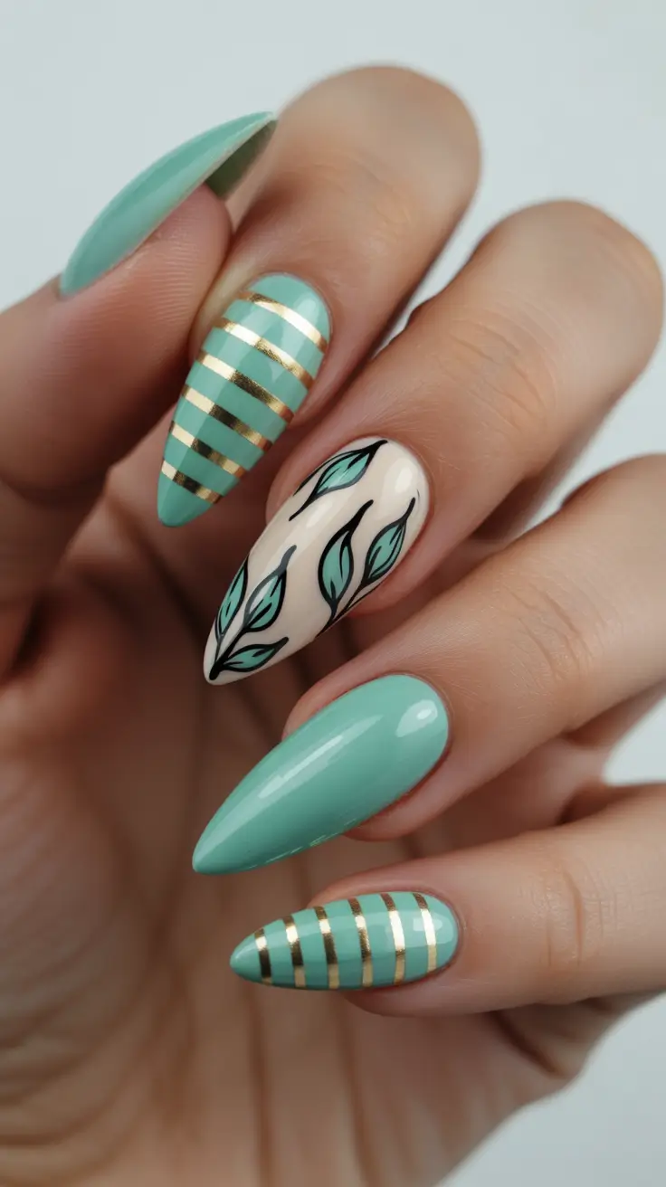 new early spring nails 2026 Fresh Mint and Botanical Lines for Early Spring Energy