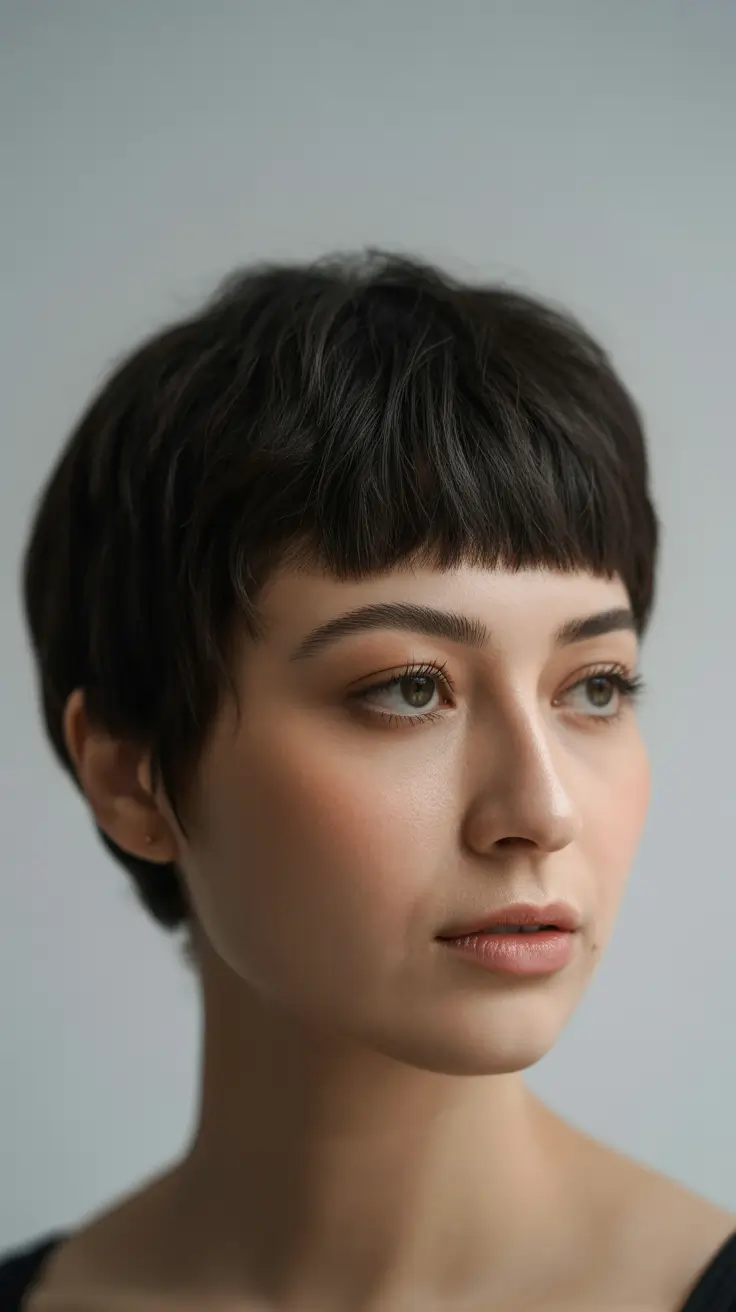 pretty spring pixie haircuts 2026 Micro Fringe Minimal Pixie With Soft Matte Finish