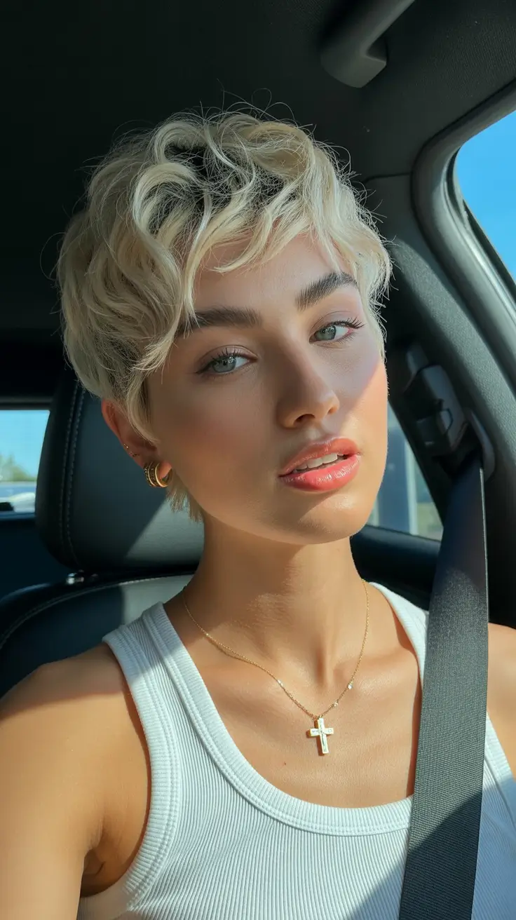 pretty spring pixie haircuts 2026 Playful Tousled Blonde Pixie With Soft Volume
