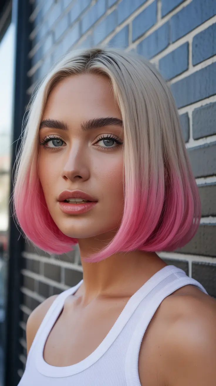 summer hair color ideas 2026 sun kissed Pink Dip Bob for Bold Short Summer Hair