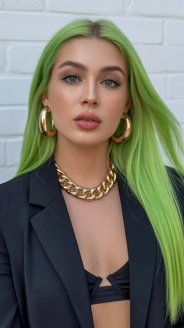 summer hair color ideas 2026 sun kissed Electric Lime Statement Hair for Bold Summer Energy