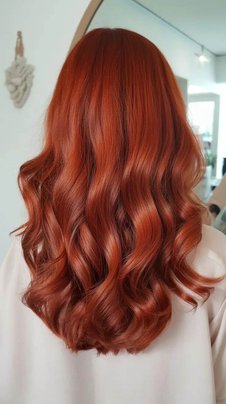 summer hair color ideas 2026 sun kissed Burnished Copper Waves for Radiant Red Summer Hair