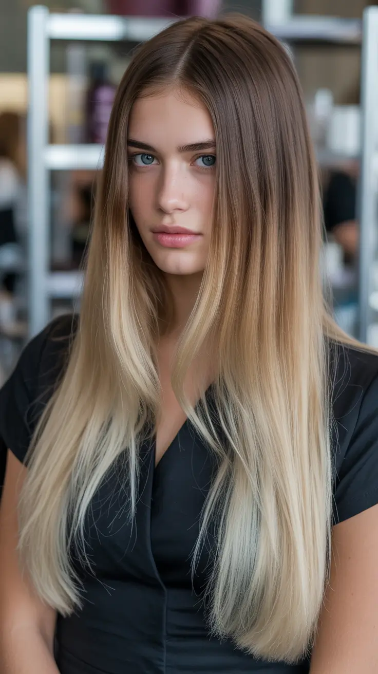 summer hair color ideas for brunettes 2026 sun kissed Long Sunlit Ombre with Blonde Balayage Glow