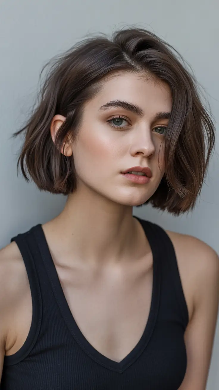 summer hair color ideas for brunettes 2026 sun kissed Airy French-Inspired Short Bob with Soft Movement