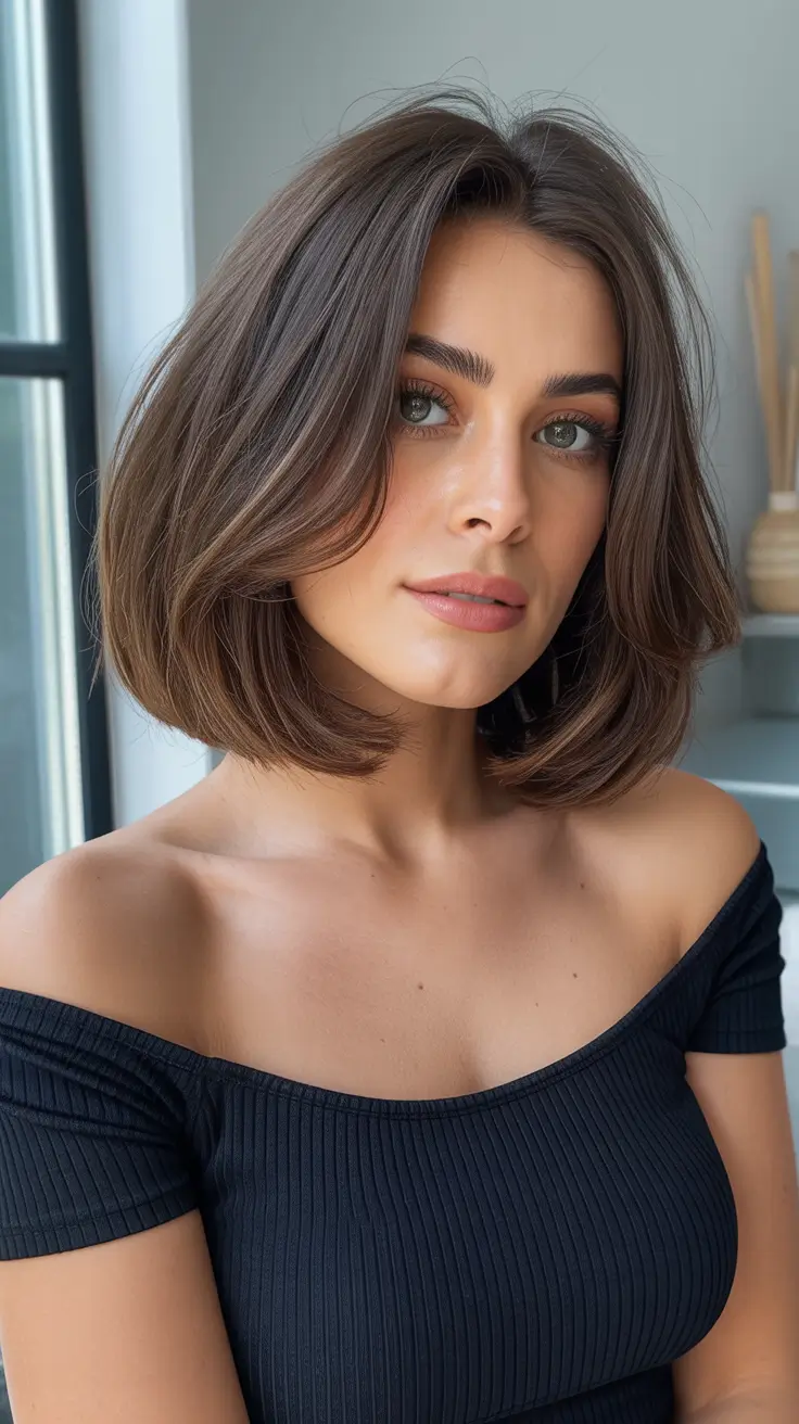 summer hair color ideas for brunettes 2026 sun kissed Airy Soft Bob with Natural Light Reflection
