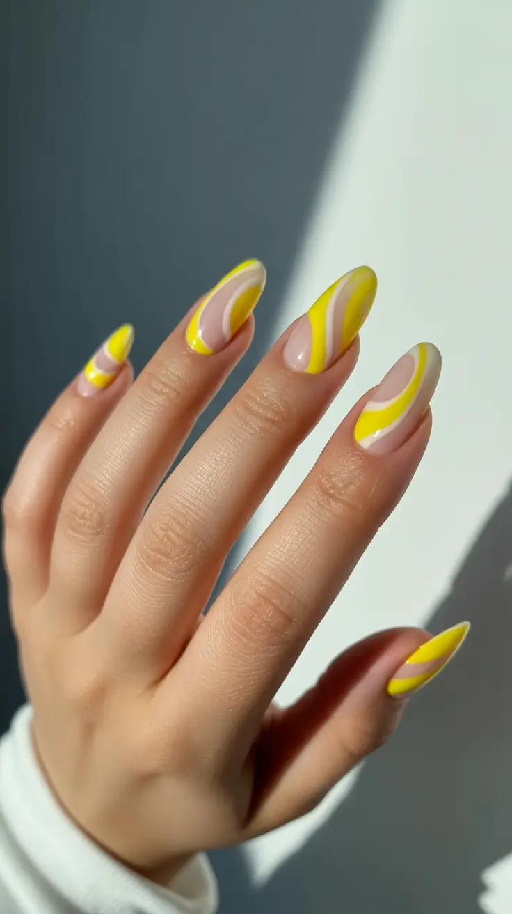 summer nail art ideas 2026 aesthetic Sunshine Wave French With Soft Nude Base