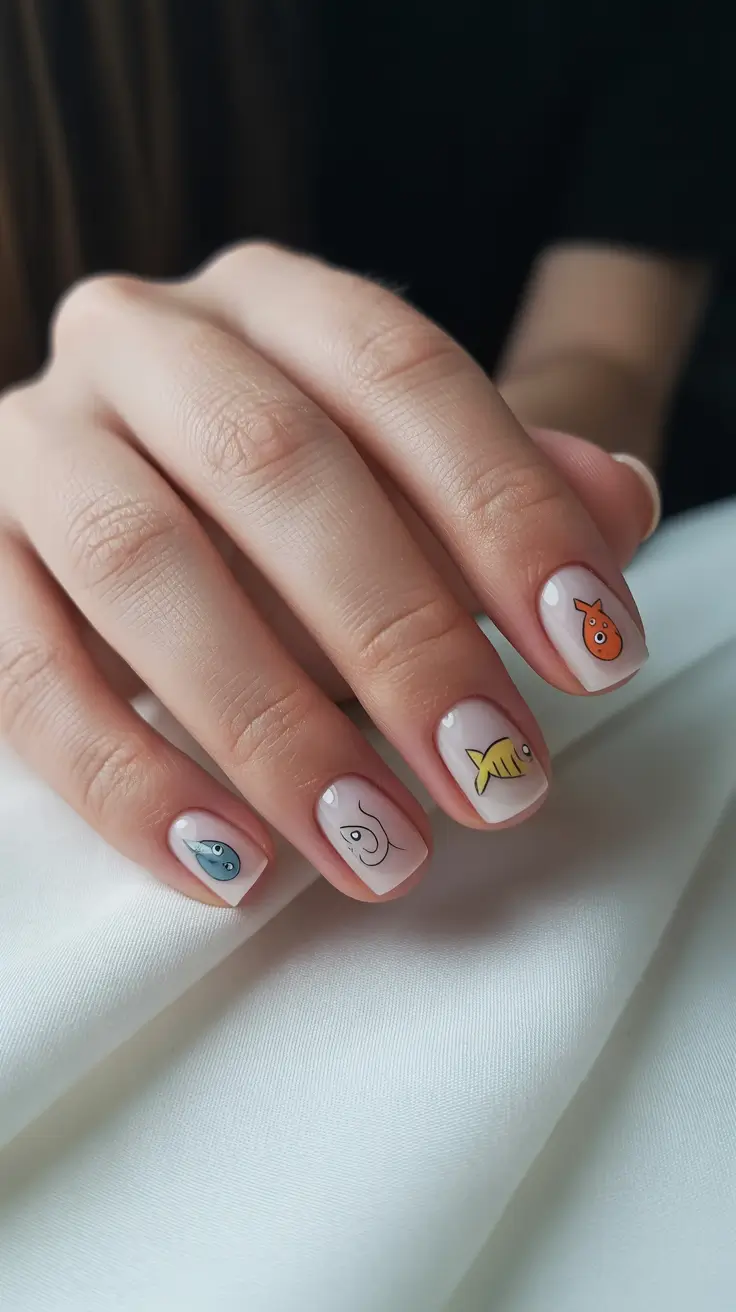 summer nail colors ideas 2026 for short nails Playful Micro Art