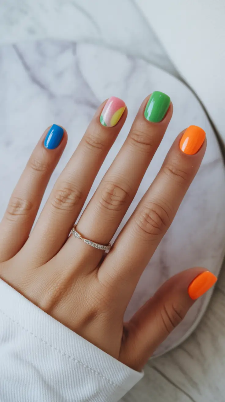summer nail colors ideas 2026 for short nails Rainbow Mini Solids