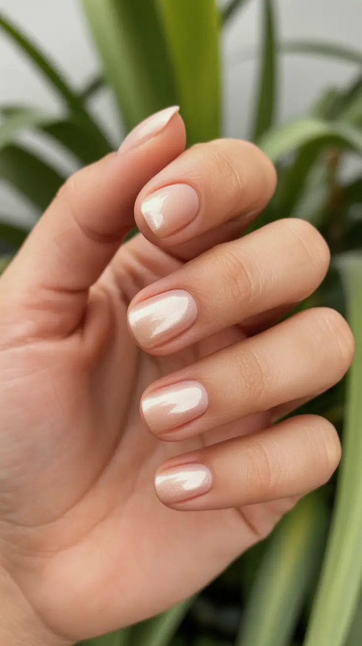 summer short nail inspo 2026 Pearlescent Nude Glow That Feels Like Skin