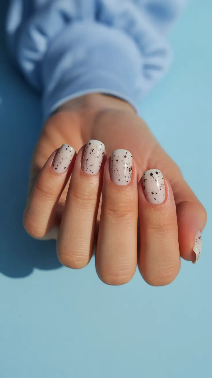 summer short nail inspo 2026 Speckled White for a Minimal Cool-Girl Finish